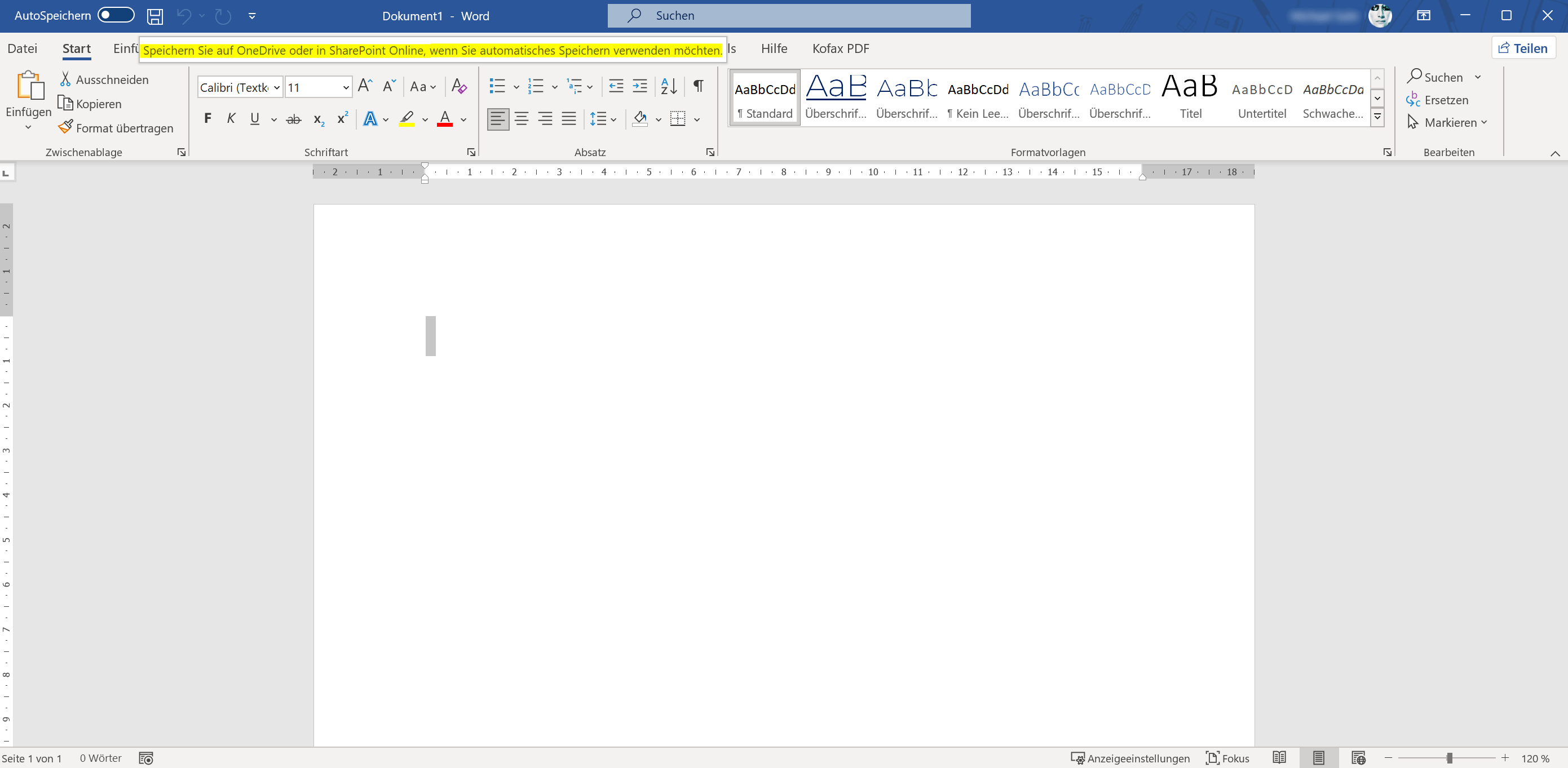 Word 2021 - Autospeichern