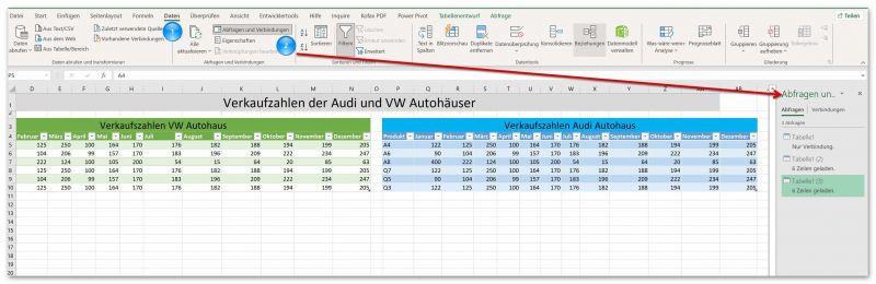 Datenabfragen und Verbindungen in Excel