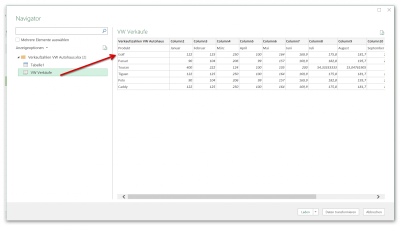 Excel Datenabfragen-Navigator Abb.1