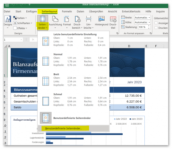 Kopfzeile und Fusszeile in Excel Abb.1