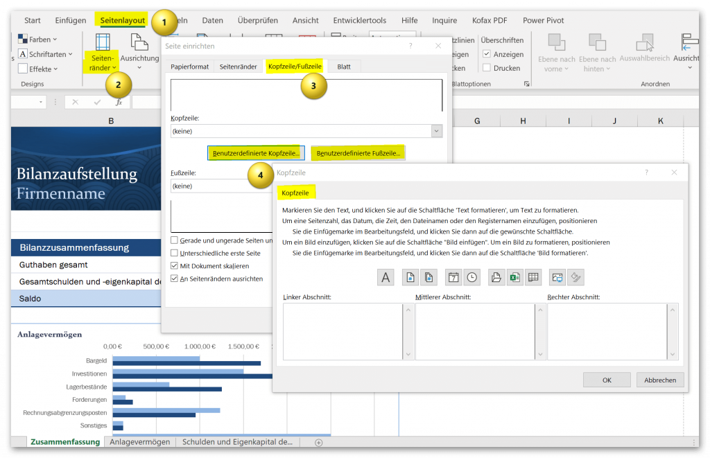 Kopfzeile und Fusszeile in Excel Abb.2