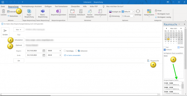 Outlook Raum buchen