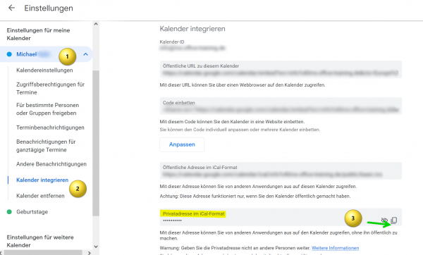 Google Kalender iCal Datei