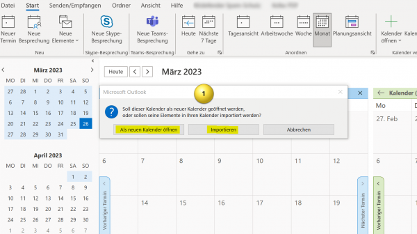Outlook Kalender iCal Datei importieren Abb.3