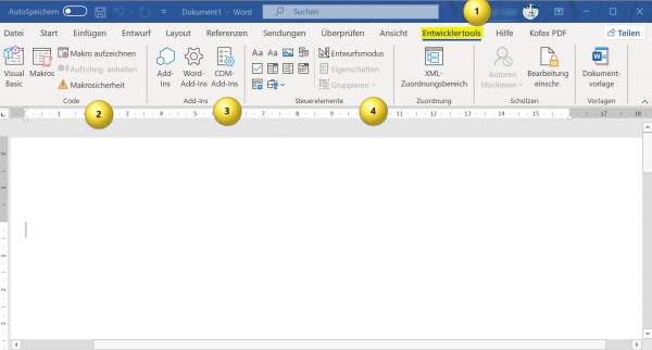 Entwicklertools in Word