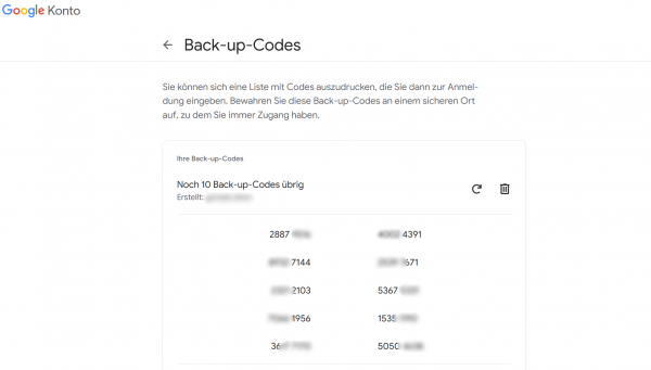 Google Backup Code einrichten Abb.3