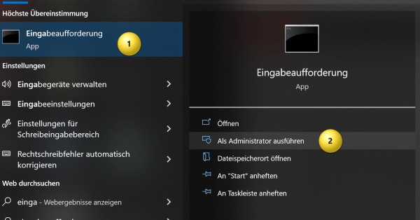 Windows Administrator Eingabeaufforderung