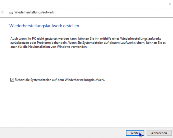 Windows Wiederherstellungslaufwerk Abb.2