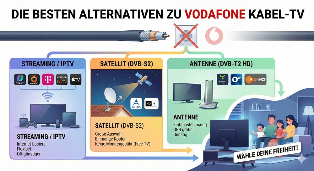 Die besten Alternativen zu Vodafone Kabel-TV Die besten Alternativen zu Vodafone Kabel-TV