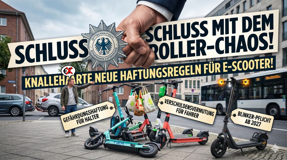 Die knallharten neuen Haftungsregeln für E-Scooter! Die knallharten neuen Haftungsregeln für E-Scooter!