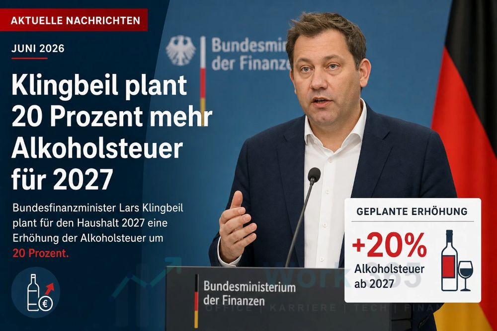 Klingbeil plant eine Erhöhung der Alkoholsteuer um 20 Prozent.