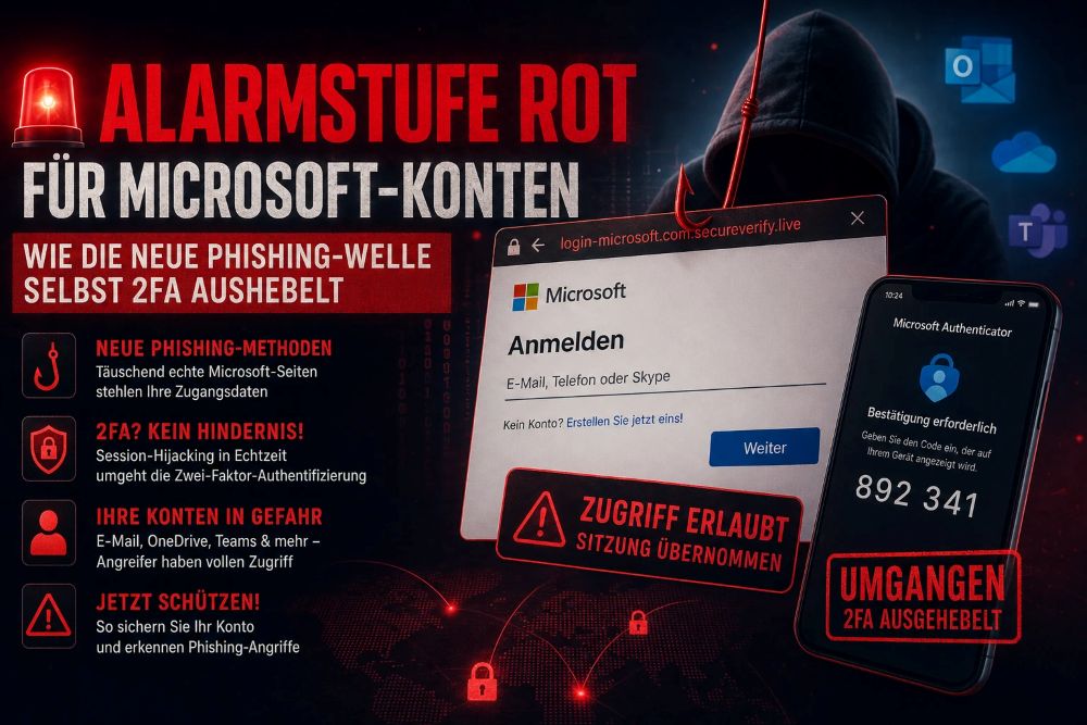 Neue Phishing-Welle Alarmstufe Rot für Microsoft-Konten Neue Phishing-Welle Alarmstufe Rot für Microsoft-Konten