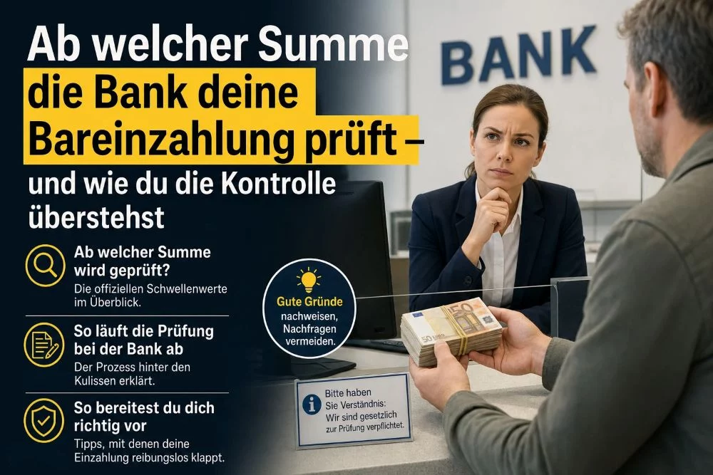 Ab welcher Summe die Bank deine Bareinzahlung prüft Ab welcher Summe die Bank deine Bareinzahlung prüft