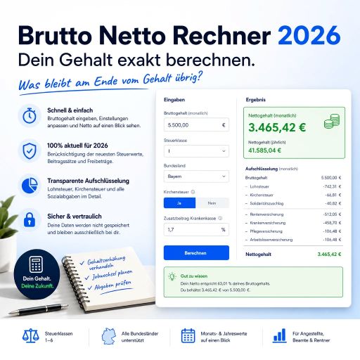 Brutto-Netto-Rechner 2026
