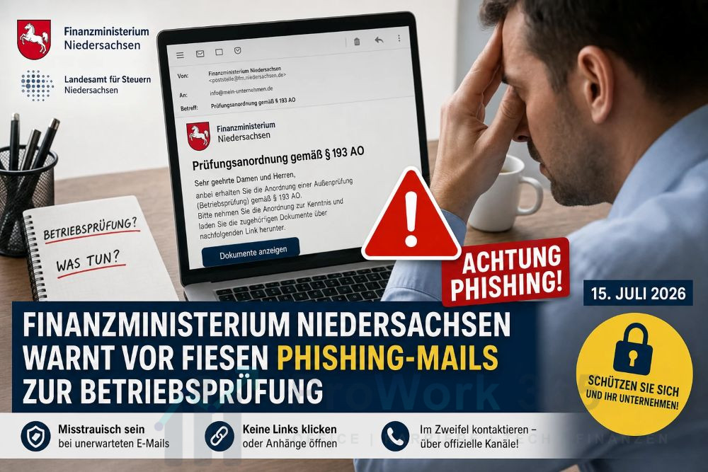 Finanzministerium Niedersachsen warnt vor fiesen Phishing-Mails zur Betriebsprüfung