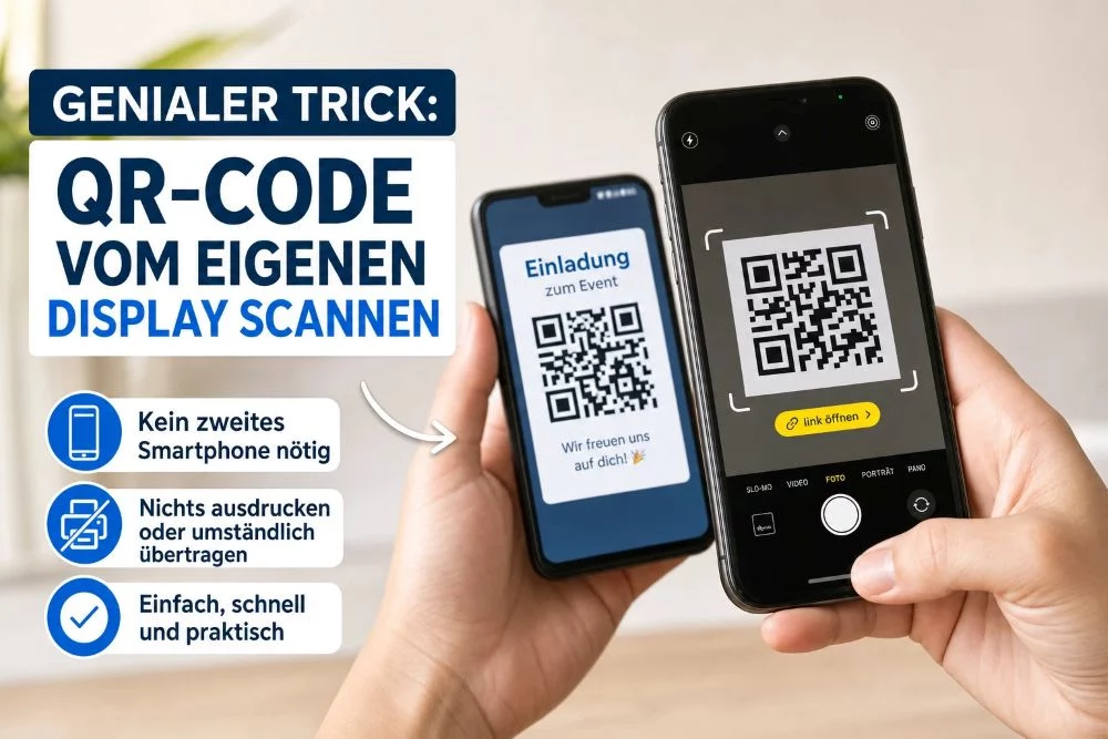 Genialer Trick QR-Code vom eigenen Display scannen Genialer Trick QR-Code vom eigenen Display scannen