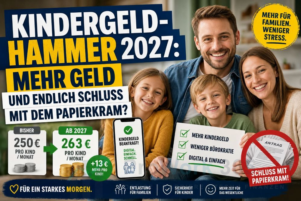 Kindergeld-Hammer 2027 Mehr Geld und endlich Schluss mit dem Papierkram Kindergeld-Hammer 2027 Mehr Geld und endlich Schluss mit dem Papierkram