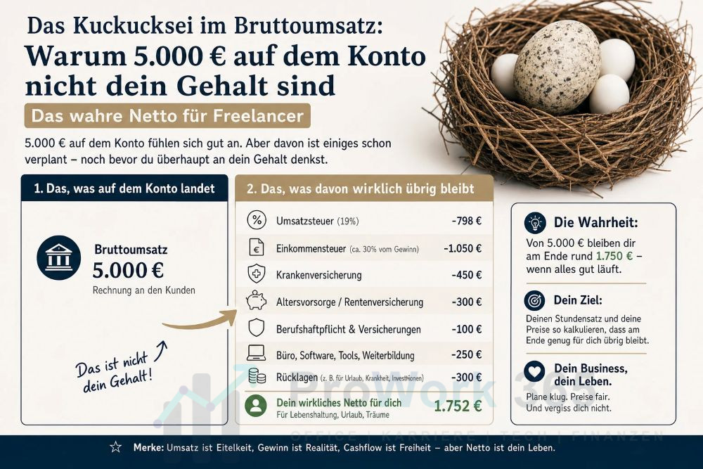 Warum 5.000 € auf dem Konto nicht dein Gehalt sind – Das wahre Netto für Freelancer